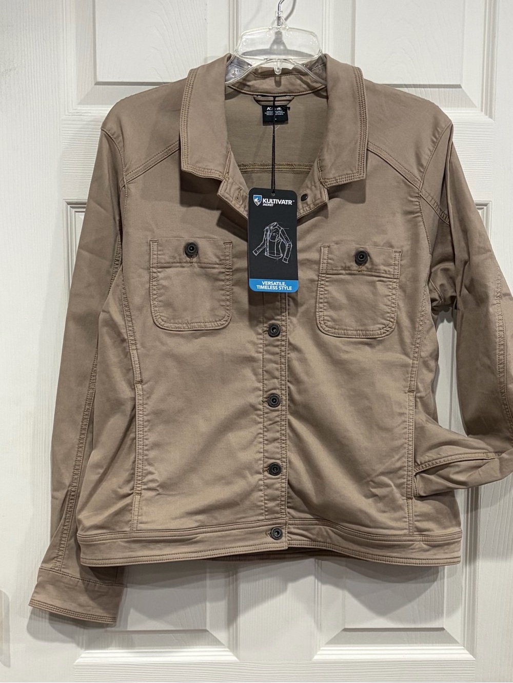 Kuhl Women's Large Kultivatr Jacket Sand Tan White NWT Soft Stretch Twill
